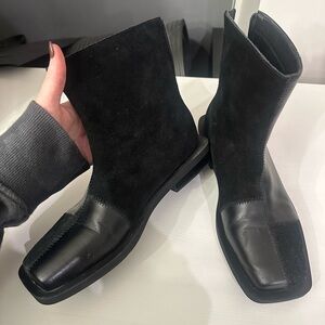 Black Suede and Leather Womens  Boots